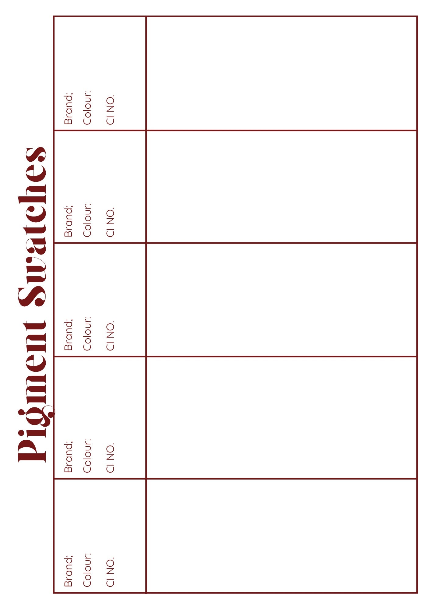 PMU Pigment Swatch Sheet